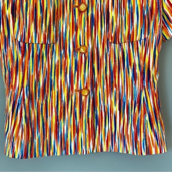 Retro Multicoloured Short-Sleeved Button Down Shirt - Picture 9 of 15